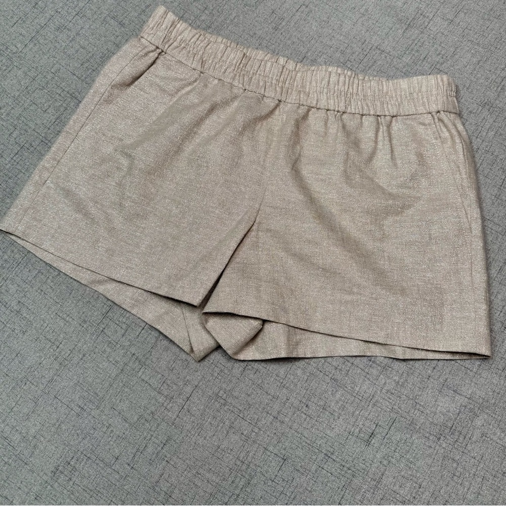 J. Crew Tropez Linen Metallic Shimmer Shorts with Pockets Size 4 - Picture 4 of 8